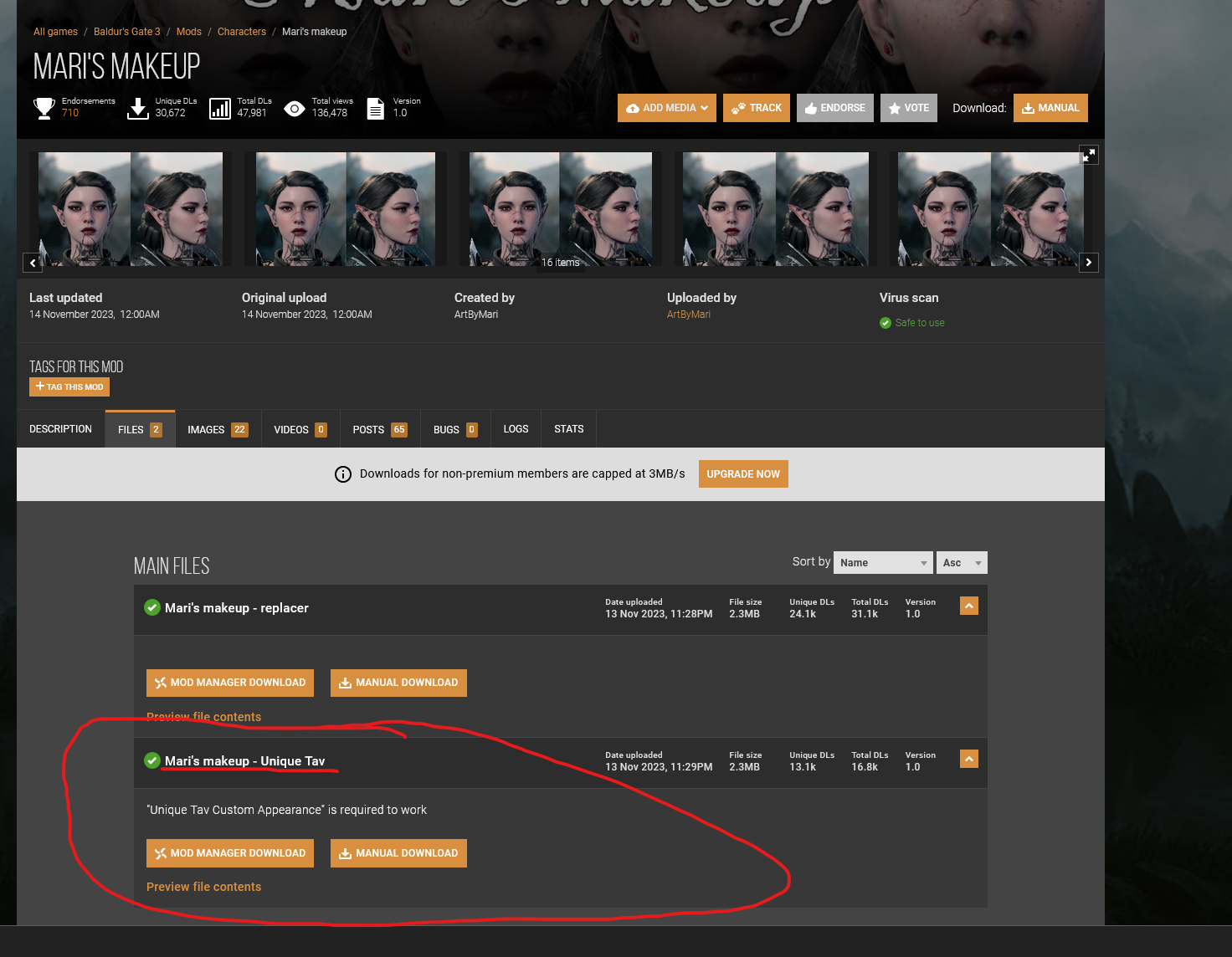 Nexus Mods download page